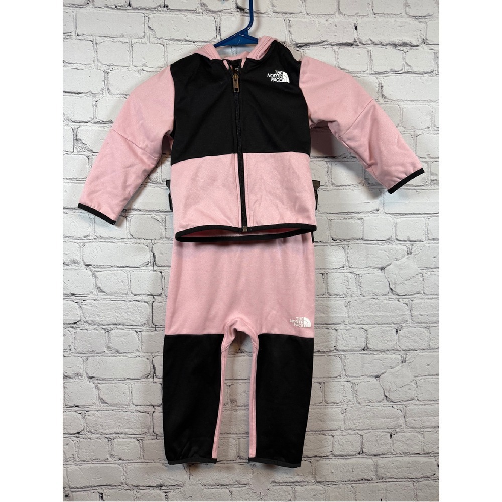 The North Face Fleece Jacket Full Zip Pink Black Infant Outfit size 18-24 Months